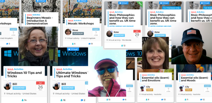 Collage of Stitch elite singles members and some of their informative and fun activities