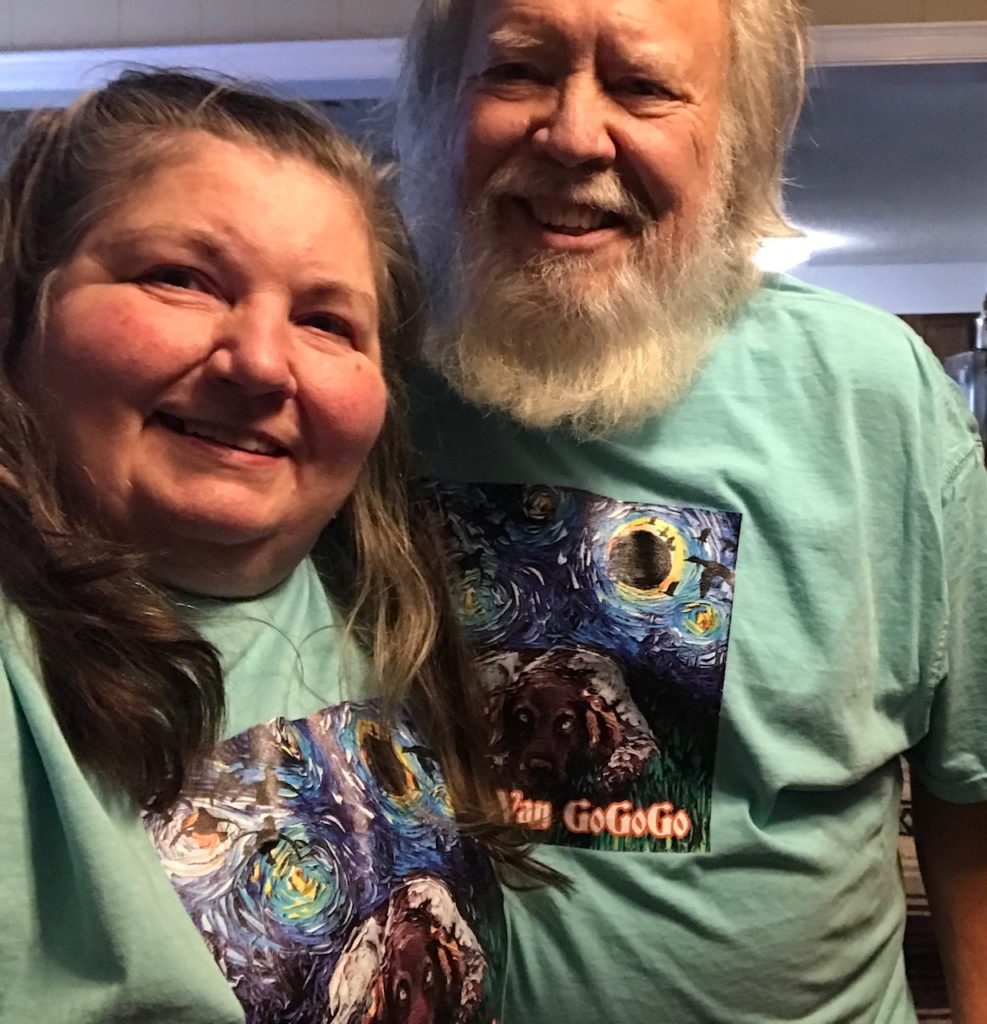 Cheri and Michael wearing matching Van Gogh t-shirts