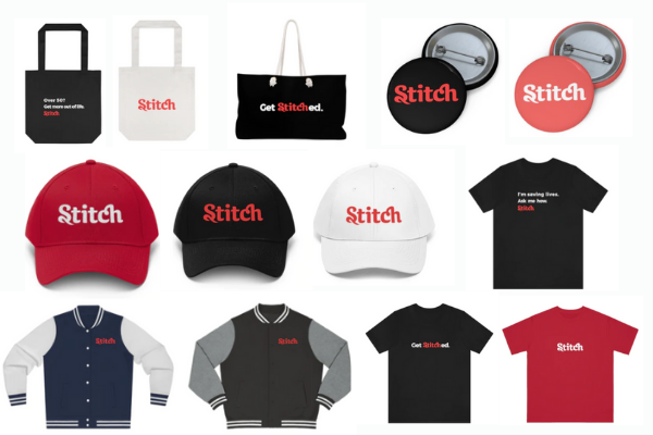 A collection of Stitch Store merchandise