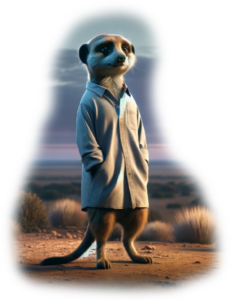 A sad-looking anthropomorphized Meercat