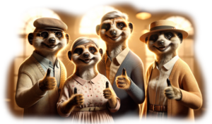Older anthropomorphized Meercat friends giving the thumbs-up