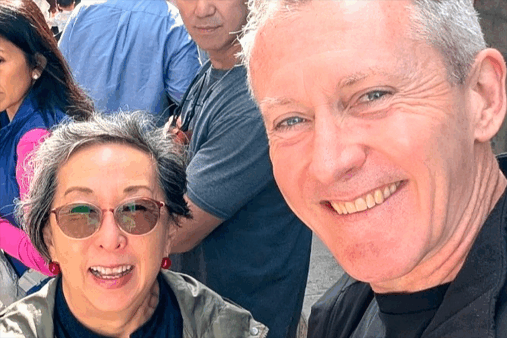 Nanako and Andrew going travelling with the Stitch social community for over 50s